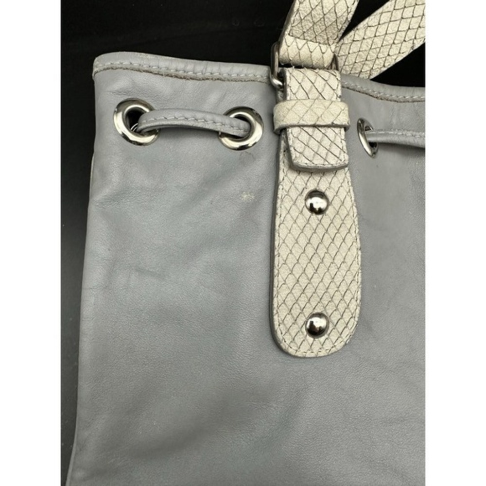 Marizio Taiuti Gray Snake Suede Leather Shoulder Tote Bag Purse Boho Italy - Picture 4 of 10